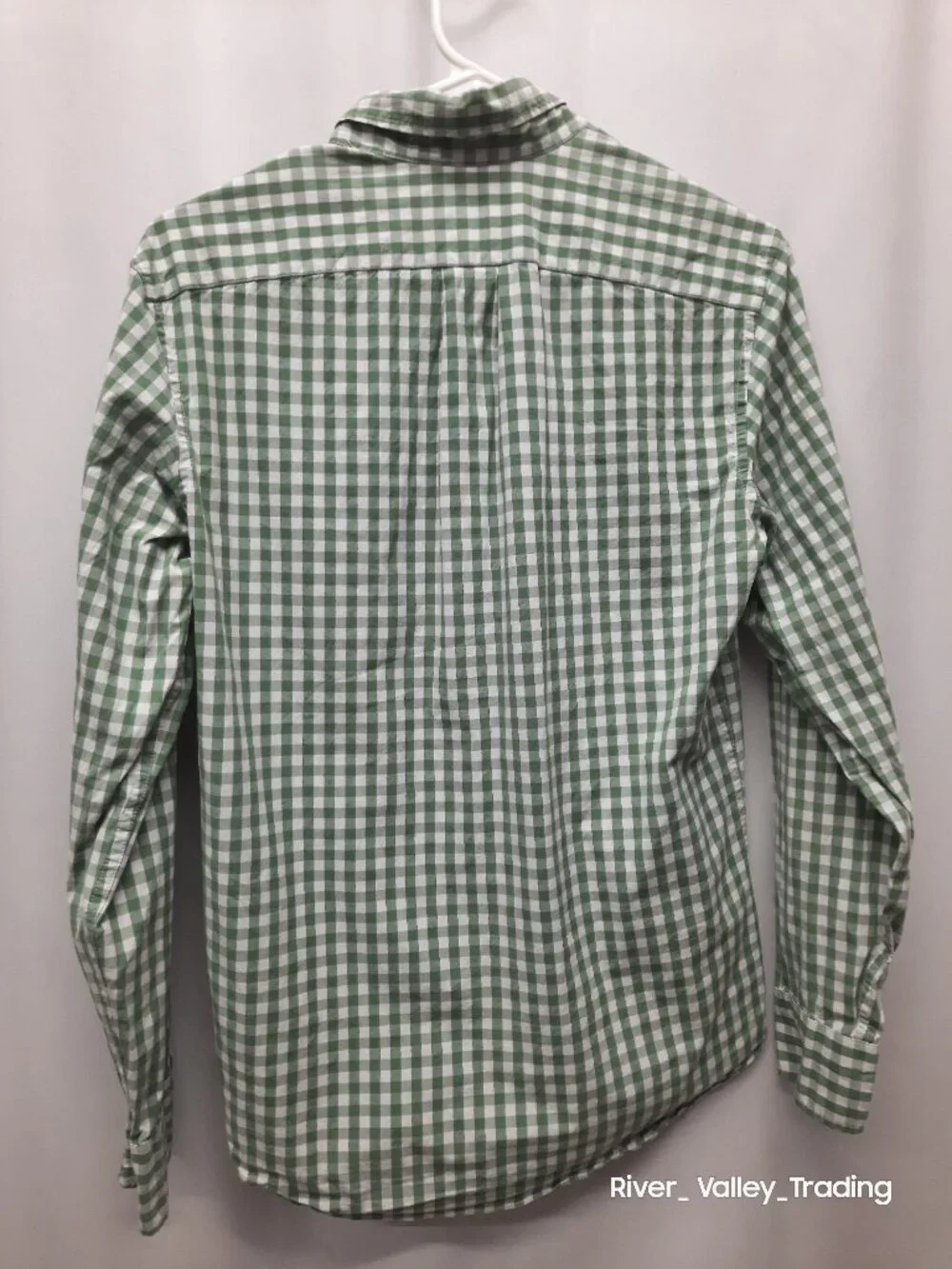 J.Crew Mens Small Gingham Check Long Sleeve Button Down Shirt Slim Fit Green